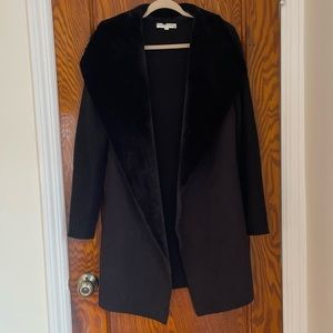 Black faux fur, suede and knit kimono cardigan - Paris